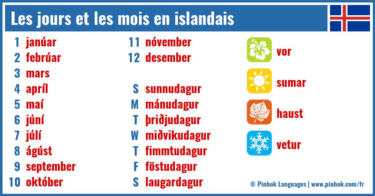 Les jours et les mois en islandais