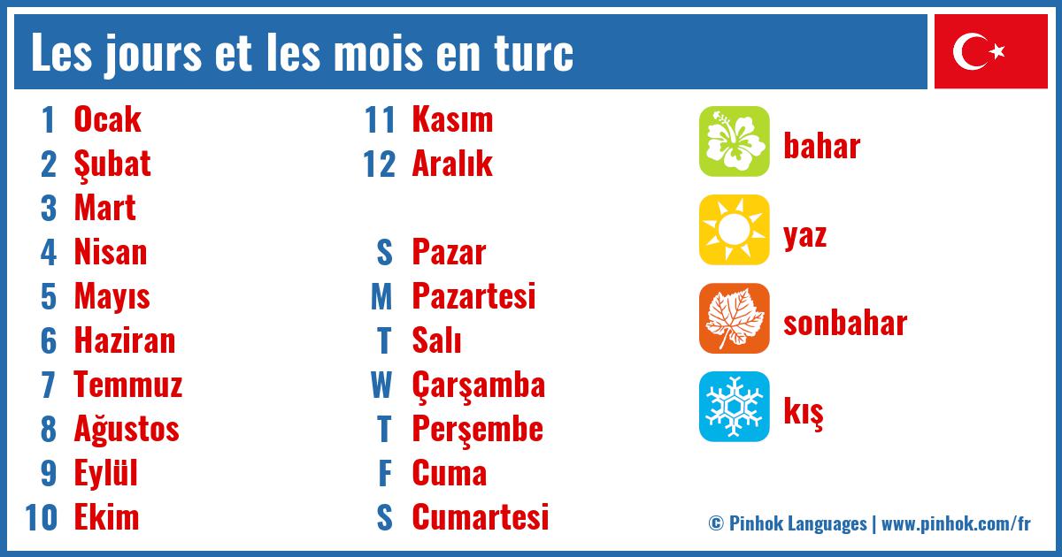 Les jours et les mois en turc