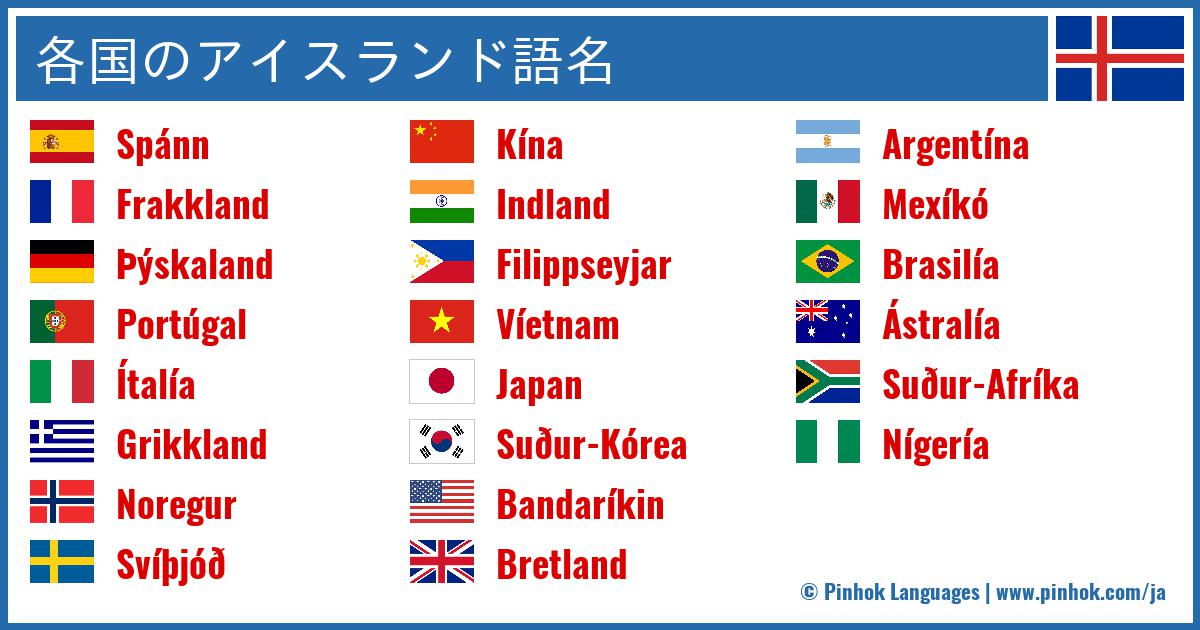 各国のアイスランド語名